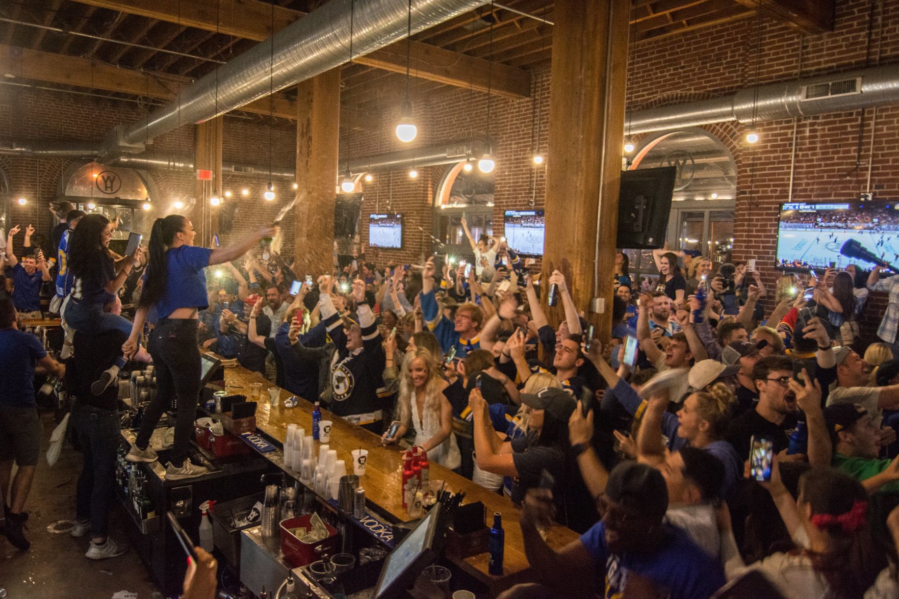 Blues Fans at Wheelhouse during Stanley Cup Final Game 7. Spons